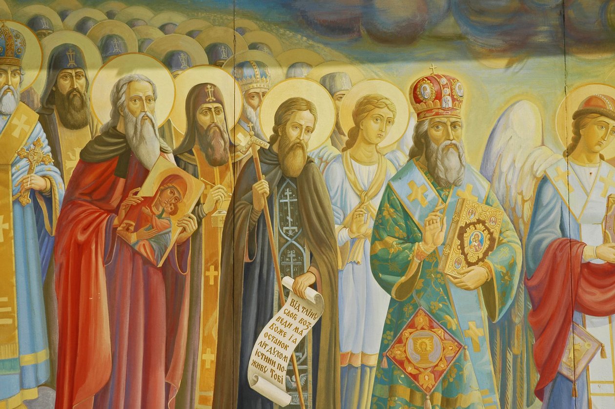 Ukraina, Kiev, St Michael's Orthodox Monastery (orig1108, rekonst. 2001), ekstern freskomaleri av Unbekannt