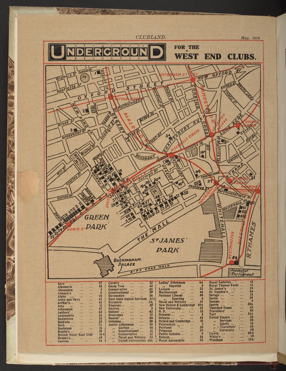 Undergrunn for West End-klubbene, mai 1910 av Unbekannter Künstler