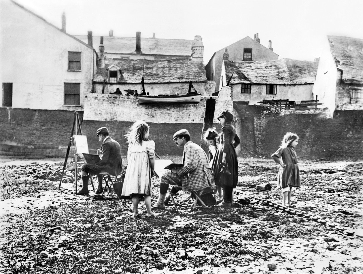 Storbritannia: Kunstnere som maler ved elven Torridge. Appledore, Devon av Unbekannt