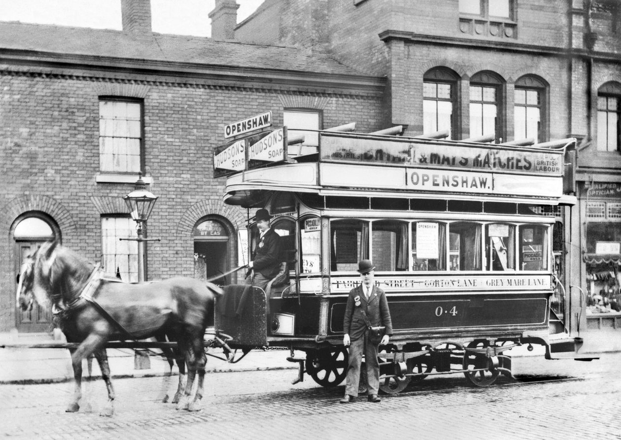 Storbritannia: Open Horse Tram i Manchester, c1890 av Unbekannt