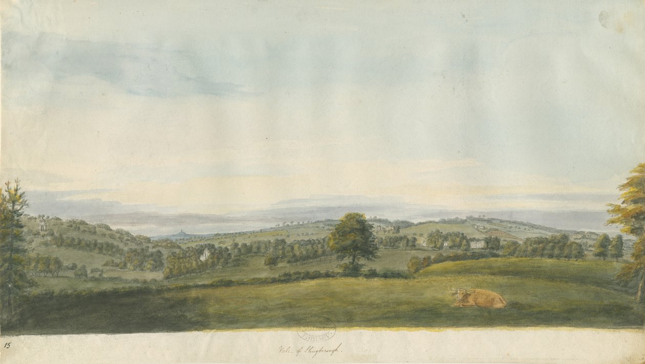 Vale of Shugborough: akvarellmaleri, nd [slutten av 1700-tallet] av Unbekannt