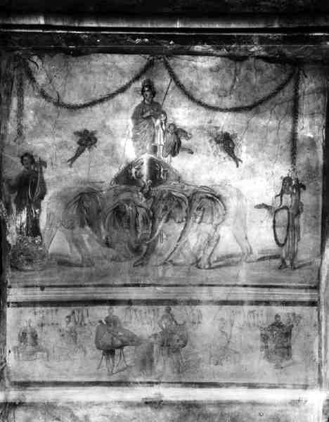 Venus fra Pompeii på en vogn båret av elefanter, fra Via dell