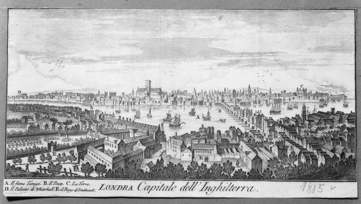 Utsikt over London, trykk av Unbekannt