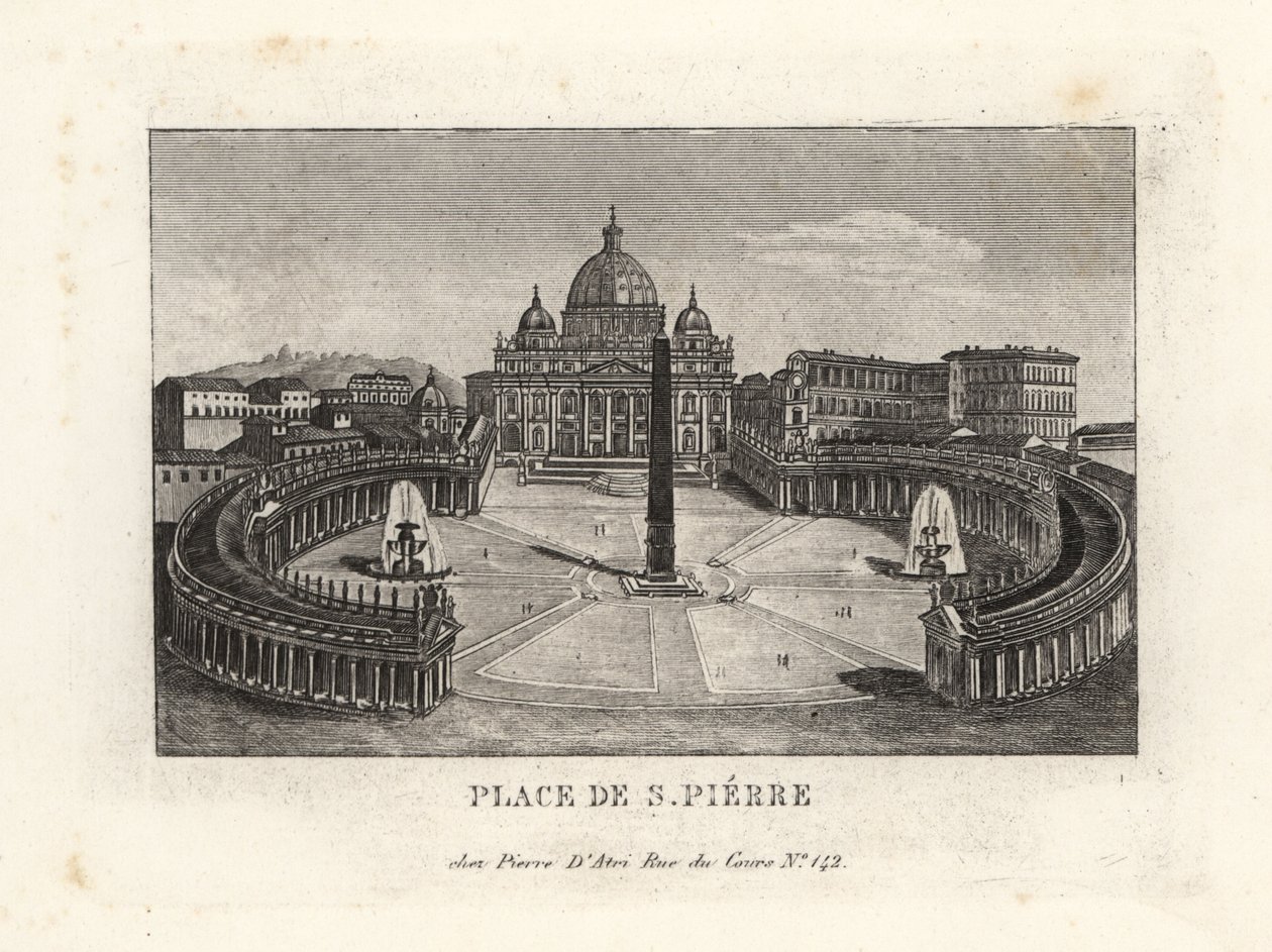 Utsikt over Petersplassen, Piazza di S. Pietro, med Peterskirken og gammel egyptisk obelisk av Unbekannt