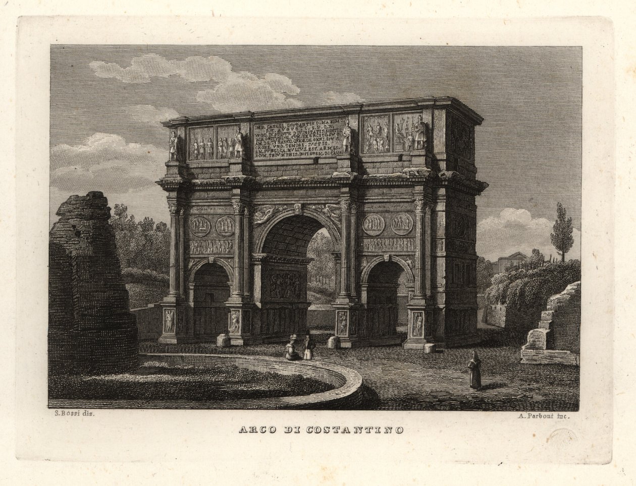 Utsikt over Konstantinbuen, Arco di Costantino, Roma av Unbekannt