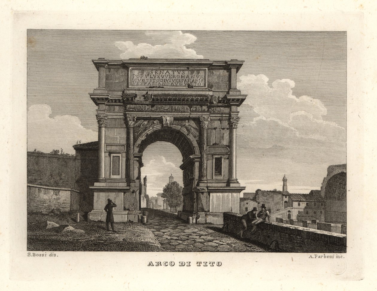 Utsikt over Titusbuen, Arco di Tito, Roma av Unbekannt
