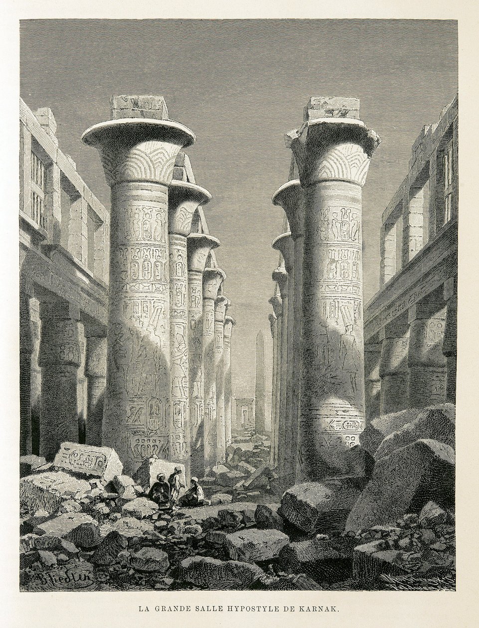 Utsikt over Great Hypostyle Hall i Karnak, Egypt Illustrasjon fra Atlas of Egypt av Unbekannter Künstler