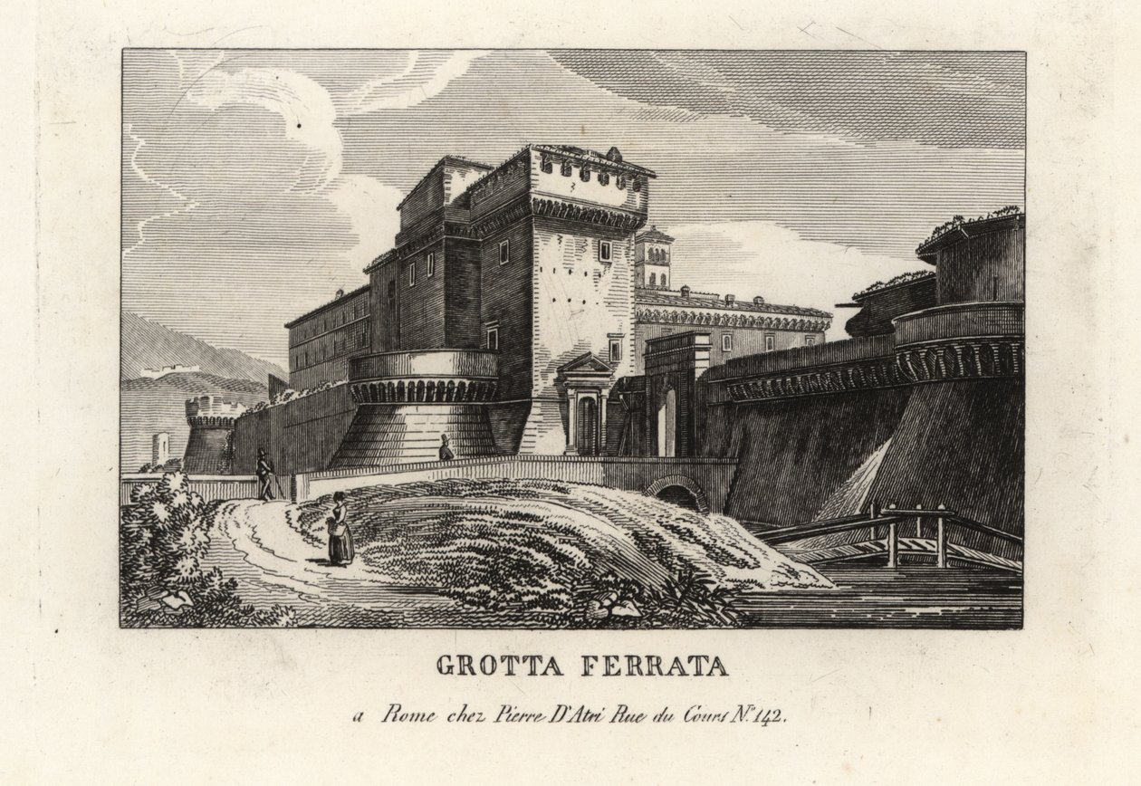 Utsikt over den romerske slottsbyen Grottaferrata, Roma av Unbekannt