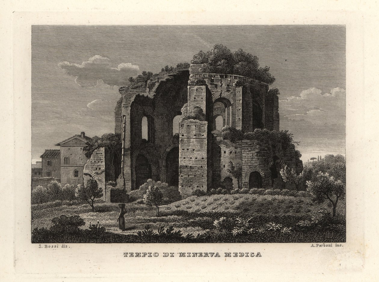 Utsikt over tempelet til Minerva Medica, Tempio di Minerva Medica, eller nymphaeum, Roma av Unbekannt
