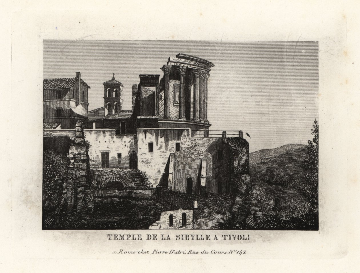 Utsikt over Sybil-tempelet eller Vesta-tempelet i Tivoli av Unbekannt
