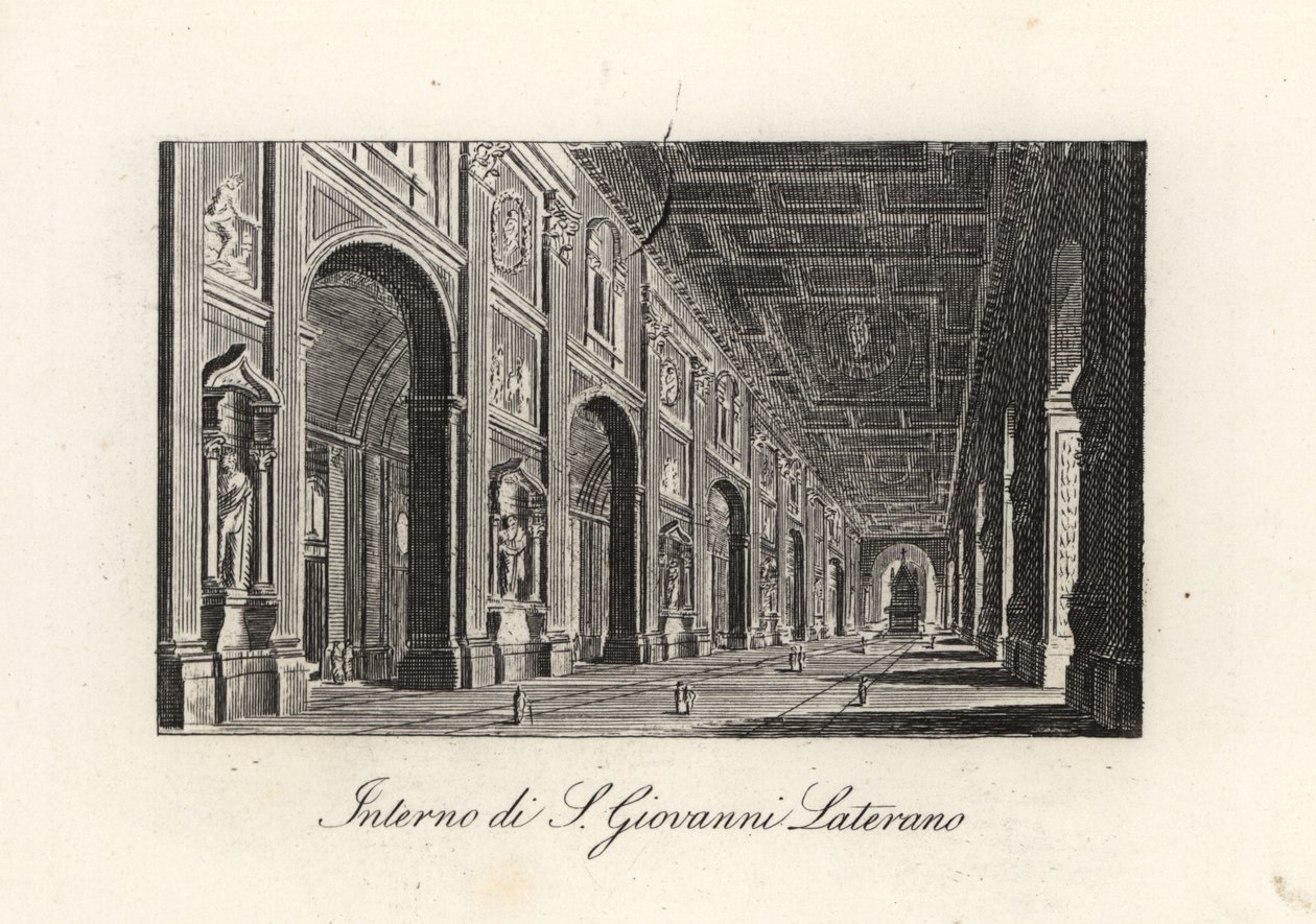Utsikt over det indre av Erkebasilikaen til døperen Johannes. John Lateran, S. Giovanni Lateran, Roma av Unbekannt
