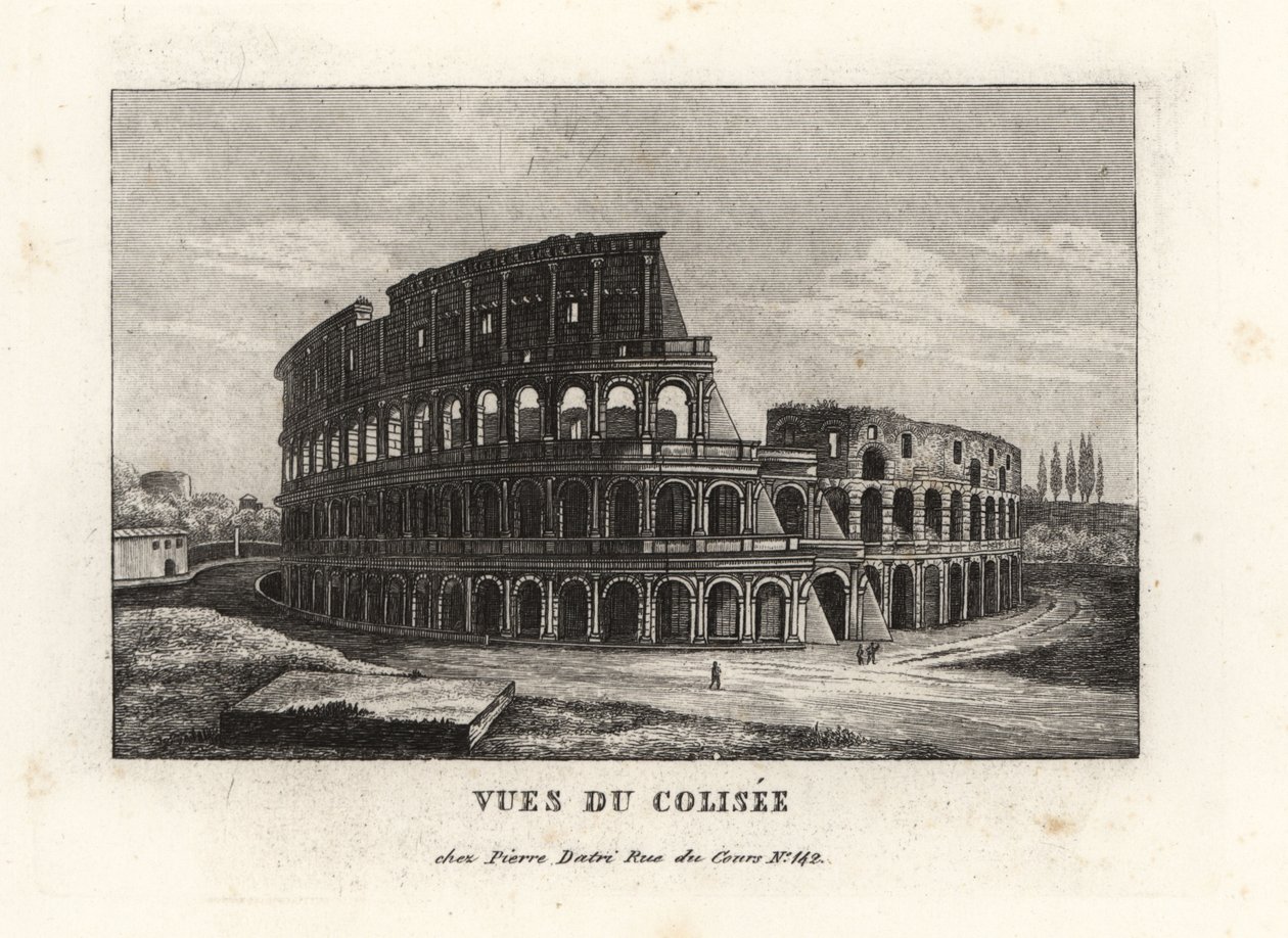 Utsikt over ruinene av Colosseum, Amphitheatrum Flavium, Roma av Unbekannt
