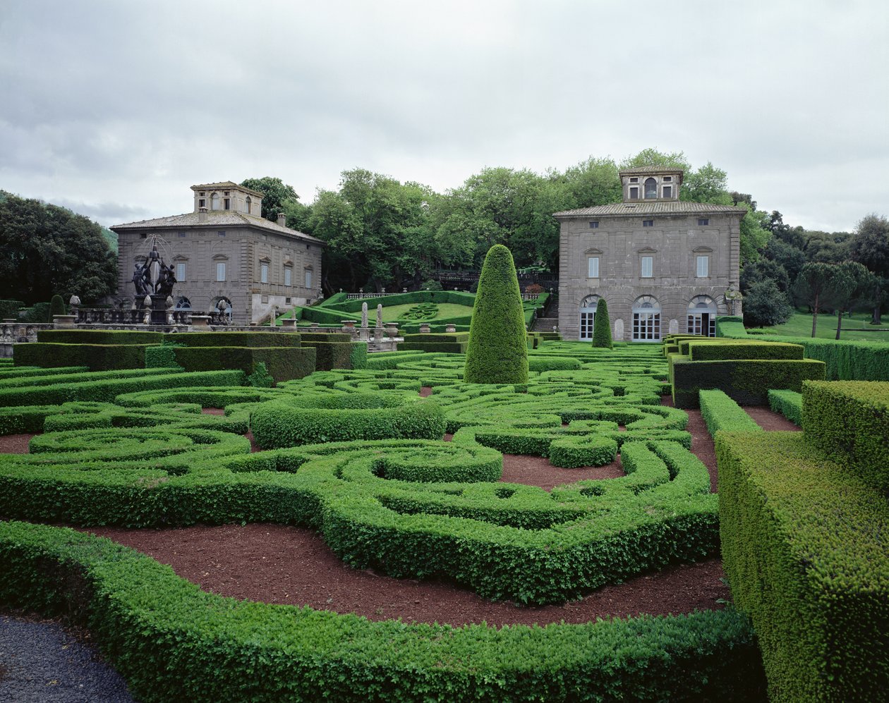 Utsikt over de to villaene og hagen, designet for kardinal Giovanni Francesco Gambara av Giacomo Vignola (1507-73) 1568 (bilde) av Unbekannt