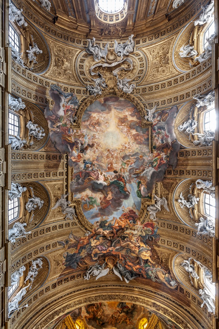 Utsikt over skipshvelvet med "The Triumph in the Name of Jesus", Church of the Gesù, Roma, Italia (bilde) av Unbekannter Künstler