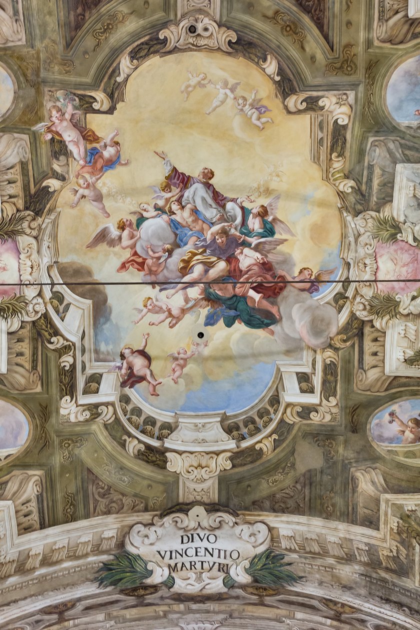 Utsikt over hvelvet med fresker av Teatini-rommet, Chiesa di San Vincenzo, Piacenza, Emilia-Romagna, Italia (bilde) av Unbekannter Künstler