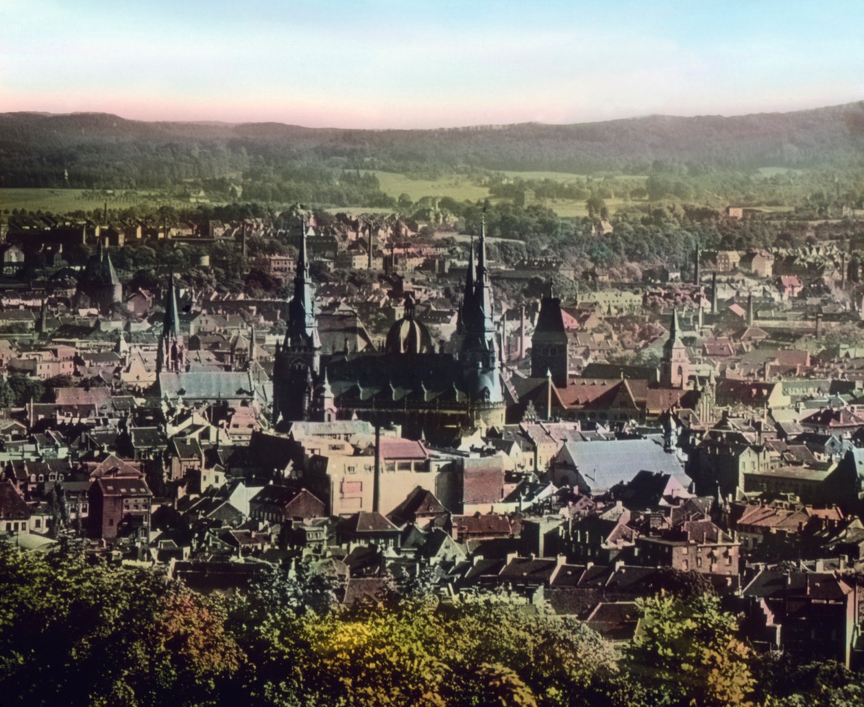 Utsikt til byen Aachen med katedralen i sentrum av Unbekannter Künstler
