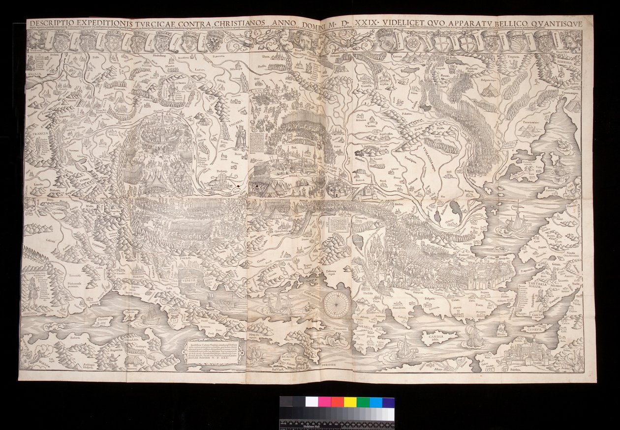Veggkart over den tyrkiske kampanjen i 1529 av Johann Haselberg (fl.1514–37) og Christoph Zell (d.1590), Nürnberg av Unbekannt