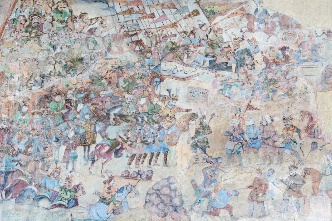 Veggmalerier ved Qeysarieh-portalen, Naqsh-e Jahan Imam-plassen, Esfahan, Iran (fresco) av Unbekannter Künstler