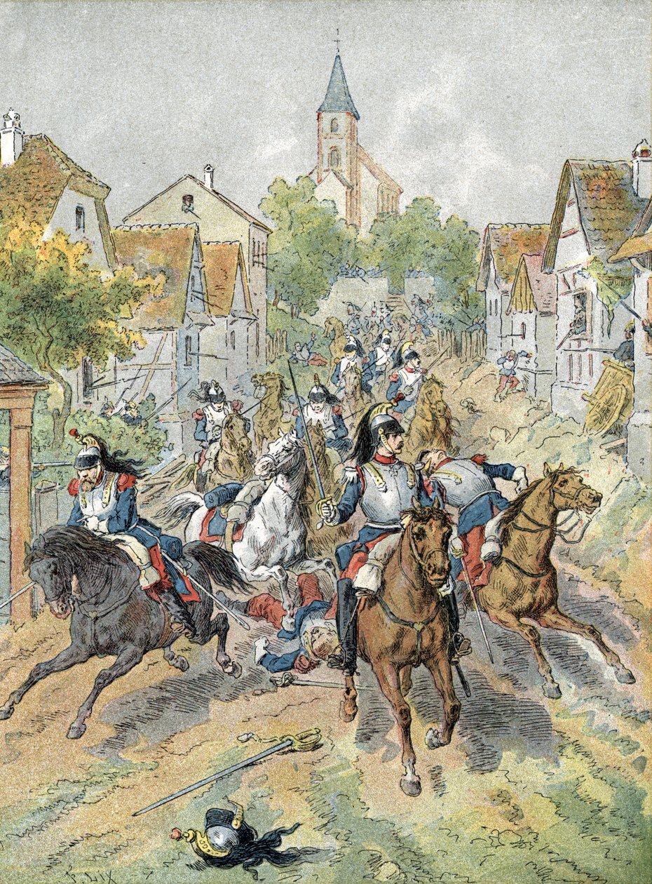 Krigen i 1870: anklagen om kyrassere under slaget ved Froeschwiller-Woerth (1870) av Unbekannter Künstler