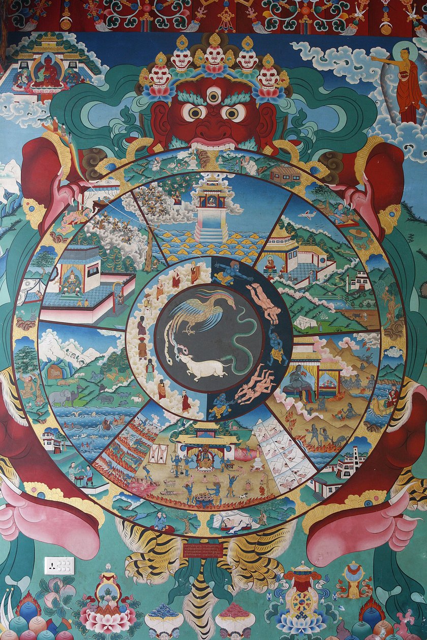 Livets hjul eller hjulet til Samsara (Mandala). Kopan kloster, Kathmandu, Nepal av Unbekannt