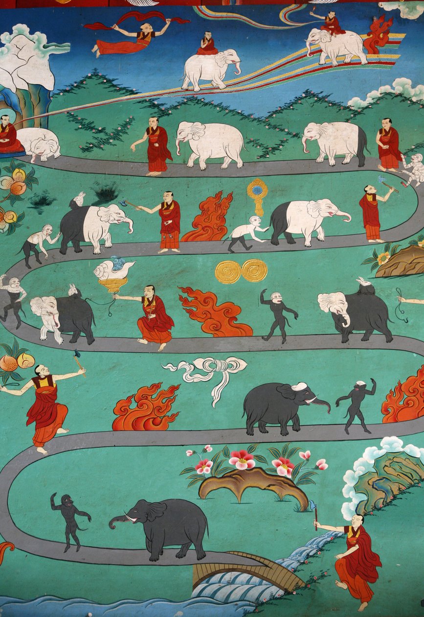 Hvit elefantfortelling ved Kopan-klosteret, Kathmandu, Nepal av Unbekannt