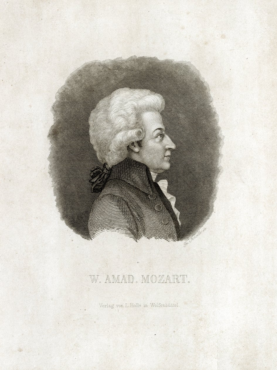 Gravering av Wolfgang Amadeus Mozart. av Unbekannt
