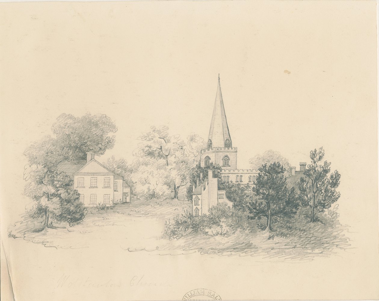 Wolstanton Church: blyanttegning, nd [?1800-tallet] av Unbekannt