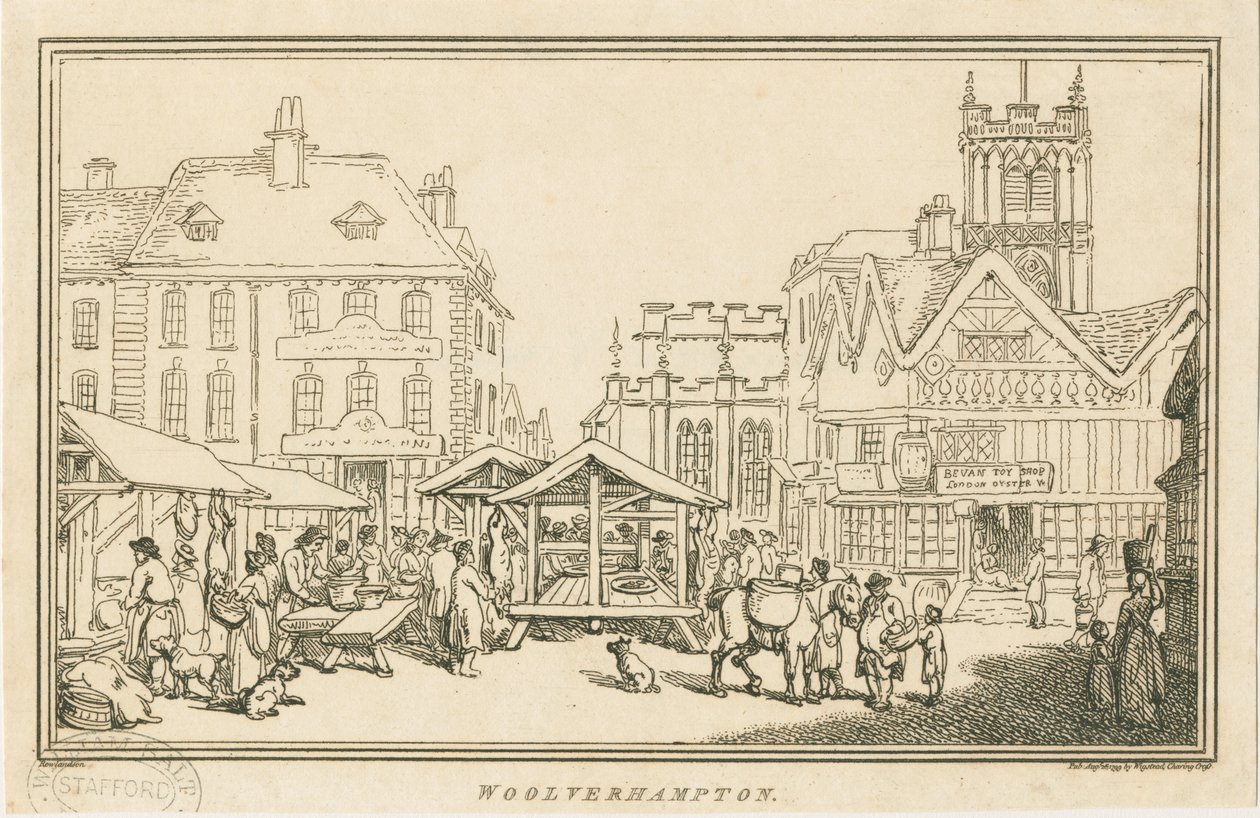 Wolverhampton - Market Place: etsing, nd [c 1799] av Unbekannt