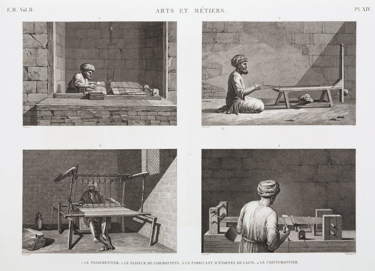 Ull og kamgarn, veving, veving, Egypt, ca 1798 av Unbekannt