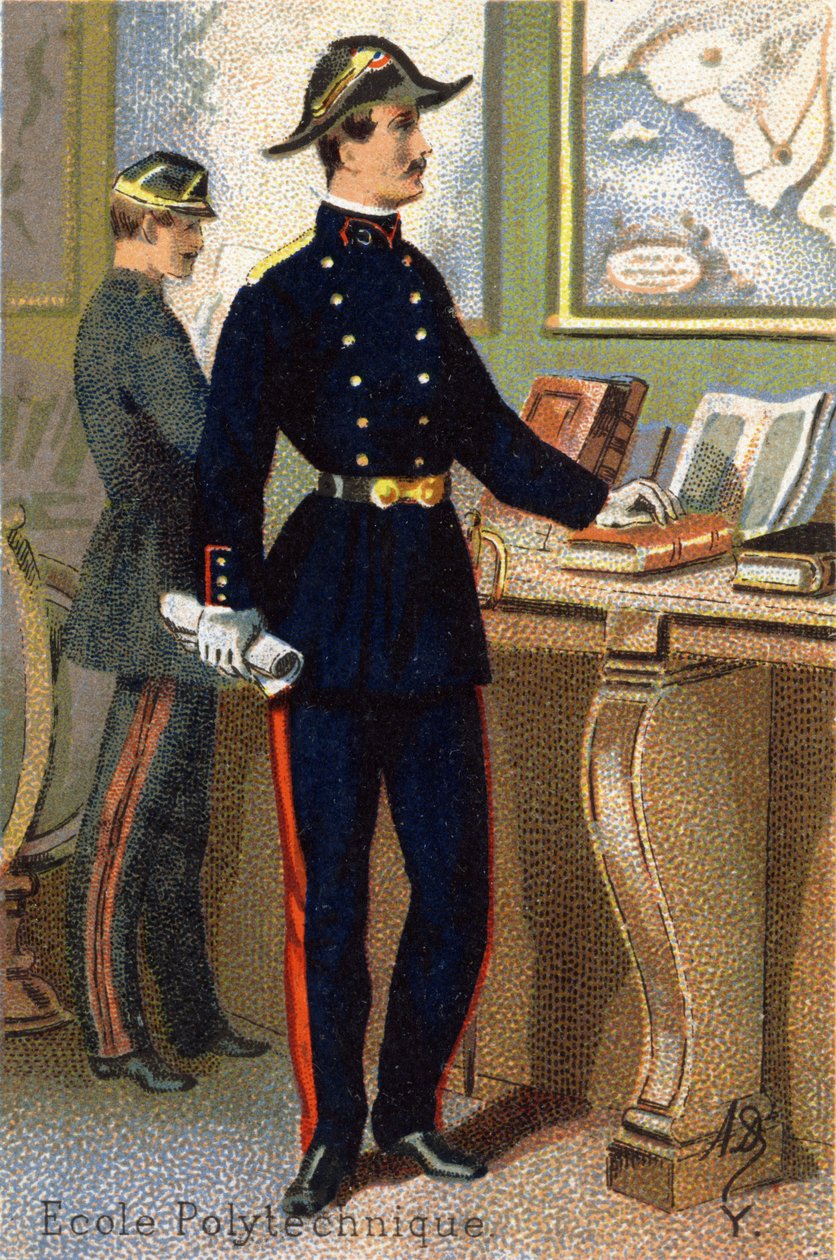 Y: Polyteknisk skole. Gravering i "Militæralfabetet". Illustratorens initialer: A. D. Ukjent utgiver. Kromolitografier sent på 1800-tallet. Mål: 10,5x7 cm. av Unbekannt