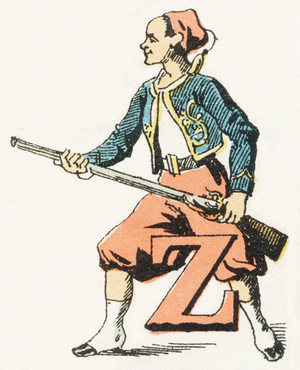 Z - Zouave - Barnelig alfabet, Editions Gordinne 1920 (gravering) av Unbekannt