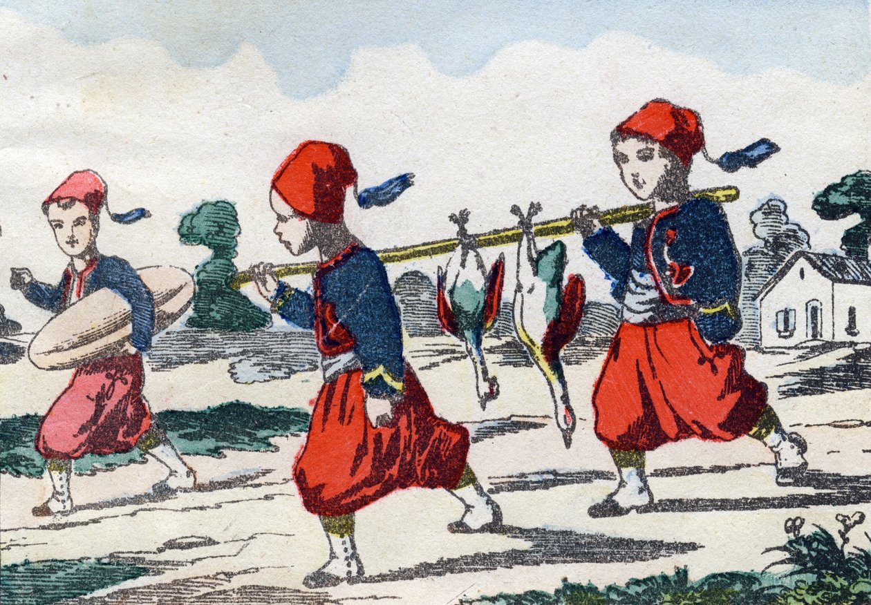 Zouaver. Gravering i "Barnas militæralfabet"". Bilder av Pont-a-Mousson, ca 1890. 20 sider. Sol: 28,5x21cm av Unbekannt