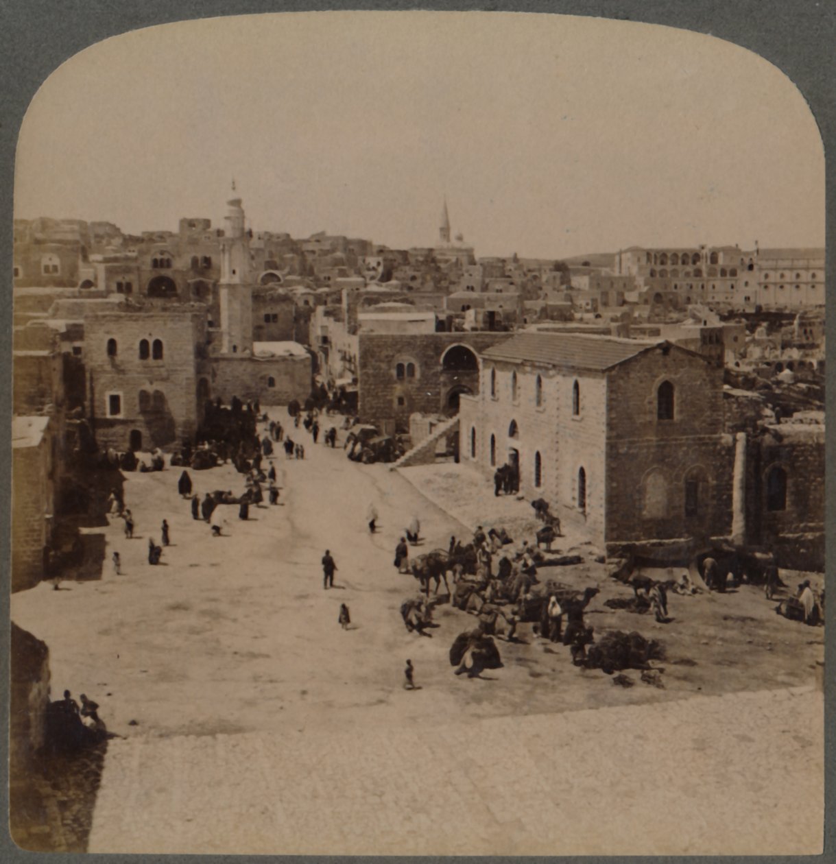 Betlehem i Judea, Jesu fødested, Palestina, 1896. av Underwood and Underwood