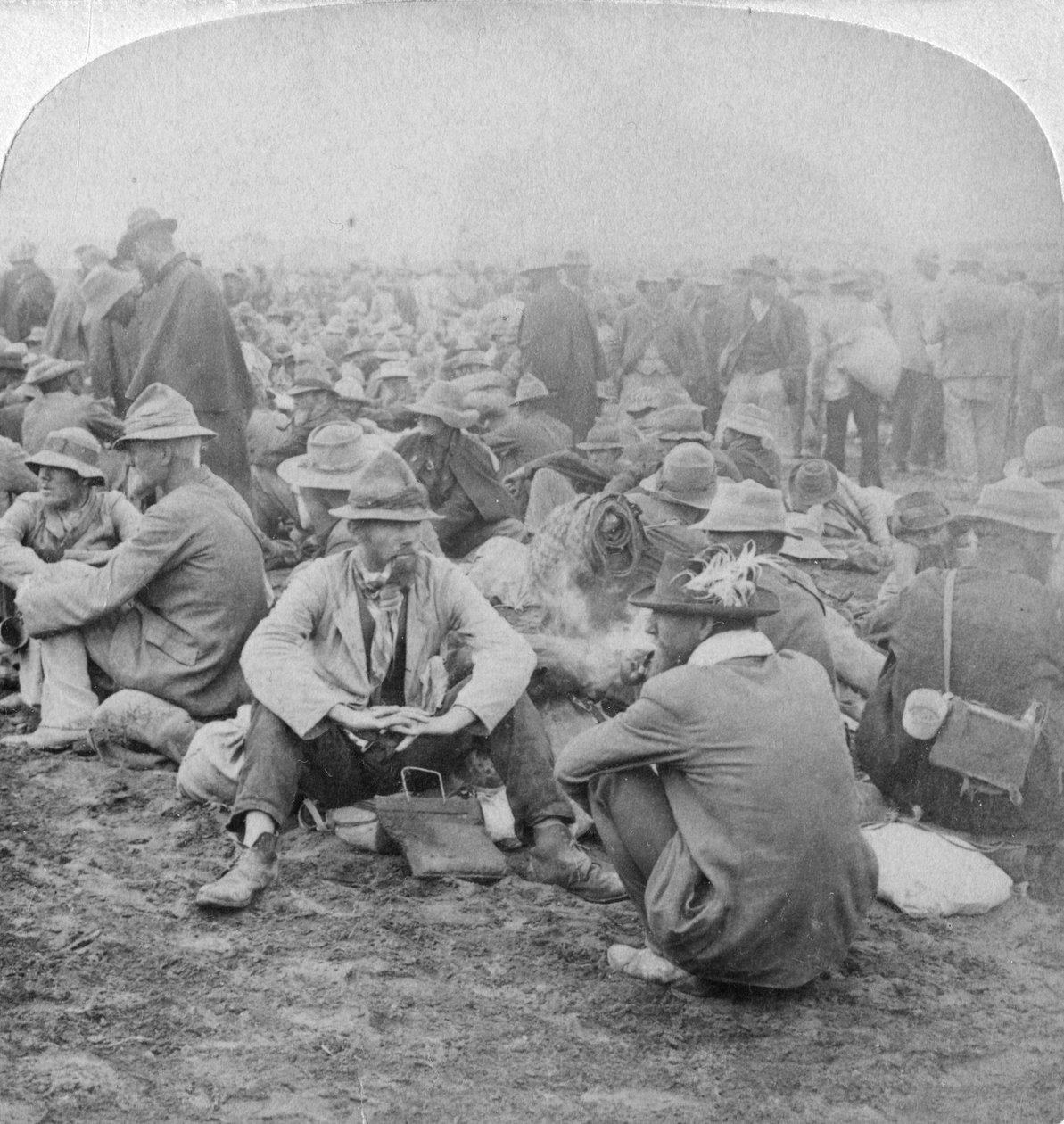Boer krigsfanger, Sør-Afrika, 2nd Boer War, 1900. av Underwood and Underwood
