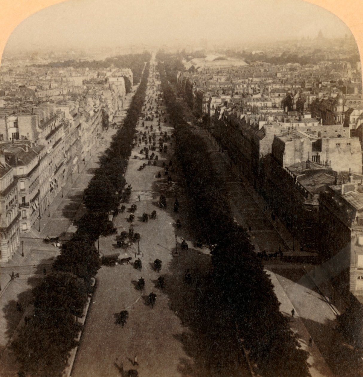 Champs Elysees, favorittkjøringen i Paris, Frankrike, 1894. av Underwood and Underwood