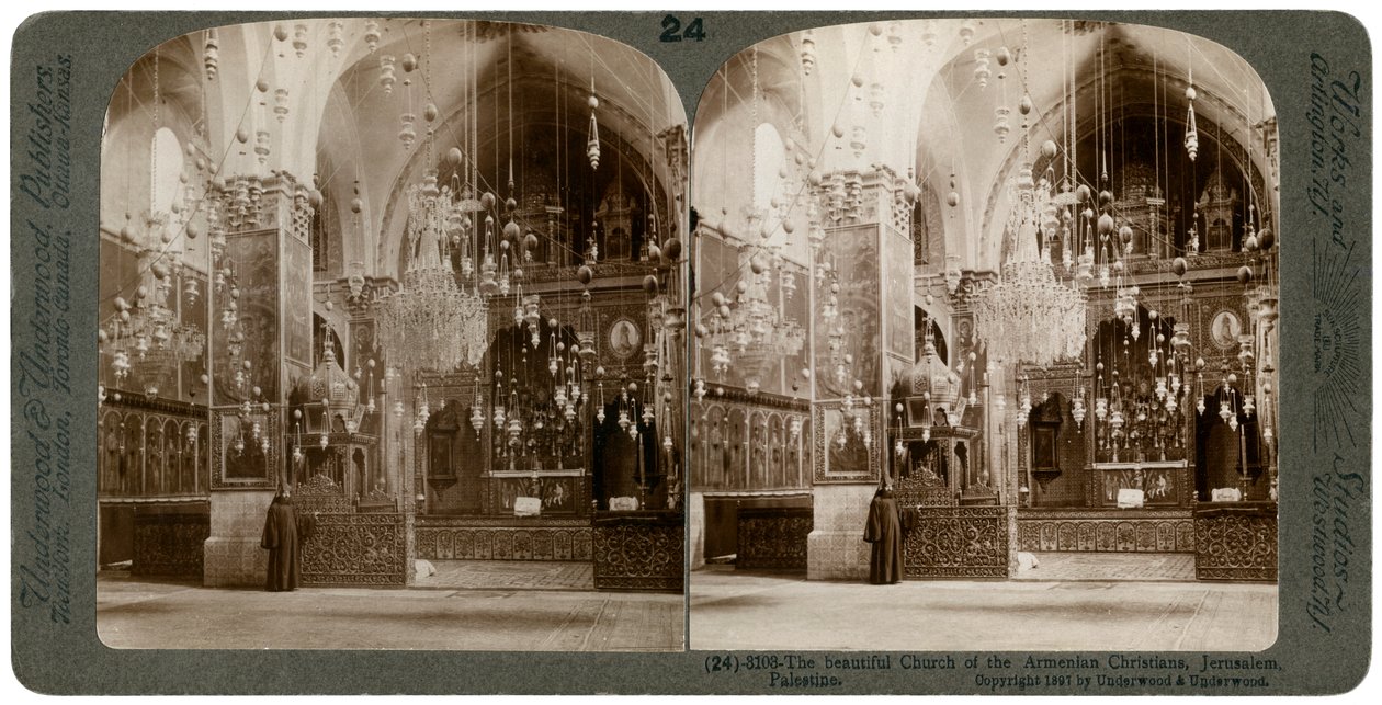 Church of the Armenian Christians, Jerusalem, Palestina, 1897. av Underwood and Underwood