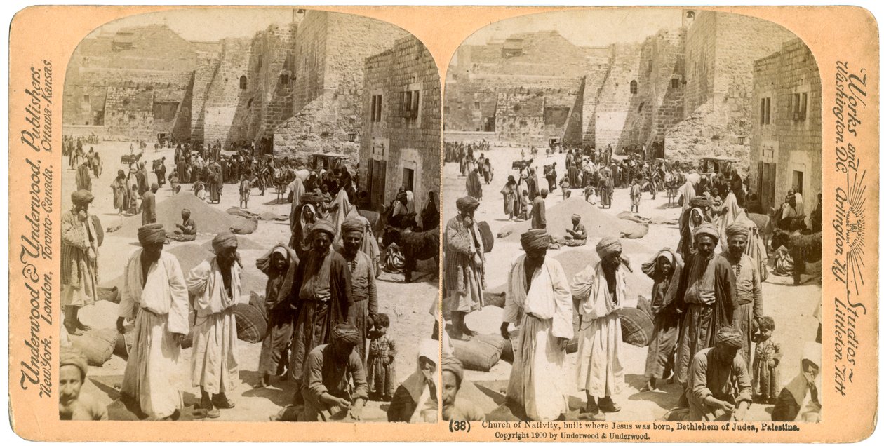Fødselskirken, bygget der Jesus ble født, Betlehem, Palestina, 1900. av Underwood and Underwood
