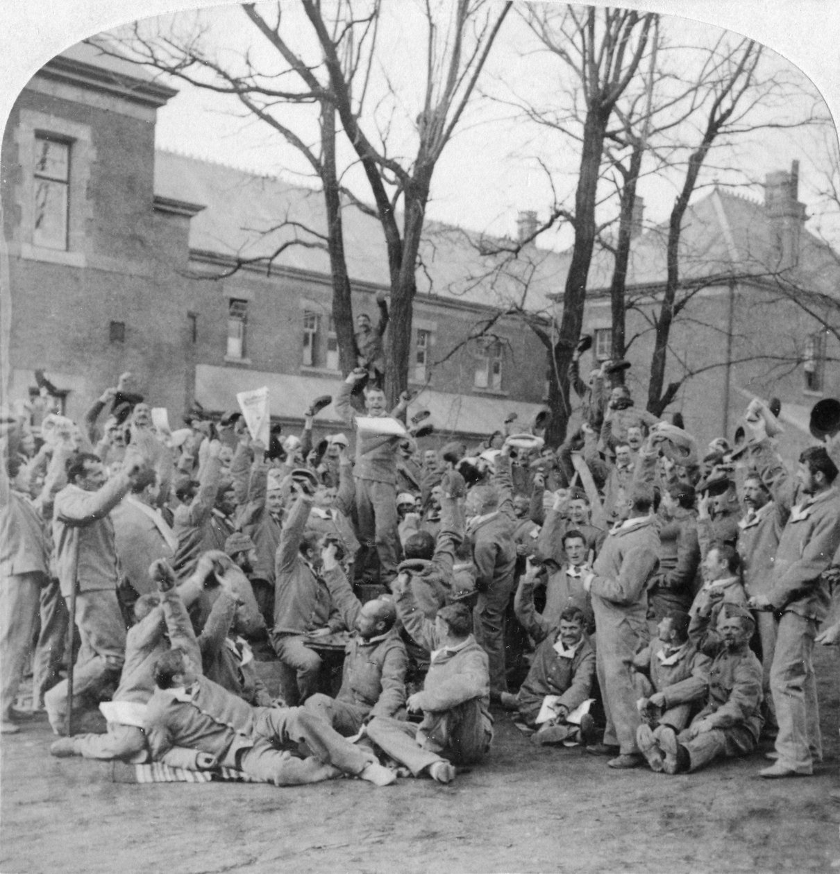 Rekonvalescentsoldater, generelt sykehus nr. 10, Bloemfontein, Sør-Afrika, Boer War, 1901 av Underwood and Underwood