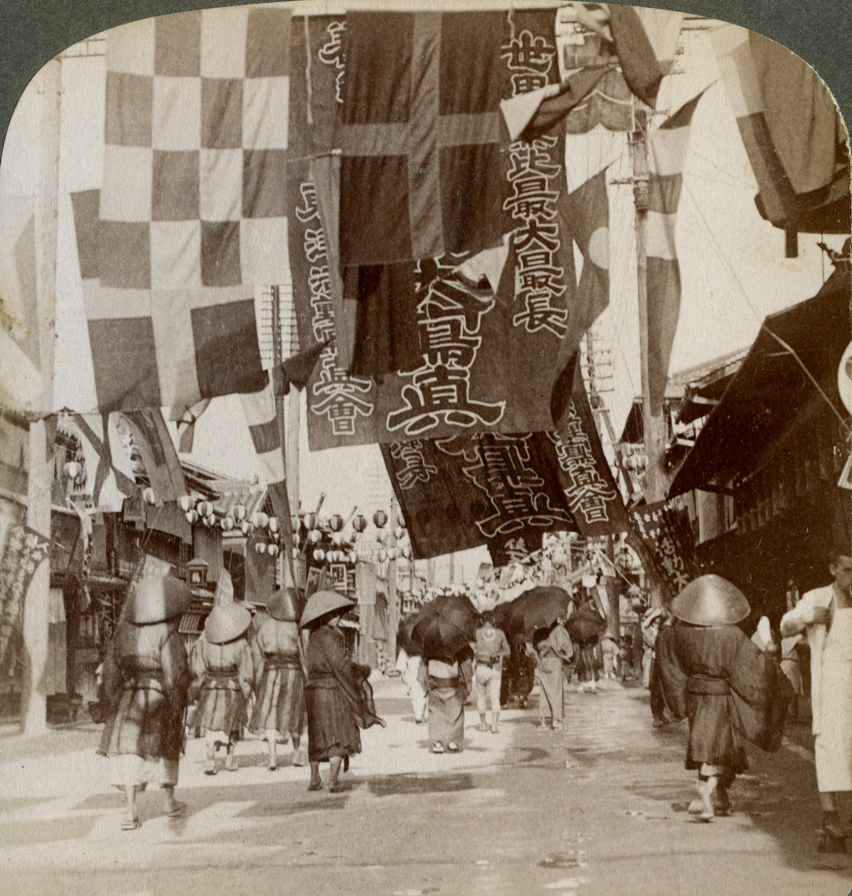 Dotombori, eller Theatre Street, Osaka, Japan, 1904 av Underwood and Underwood