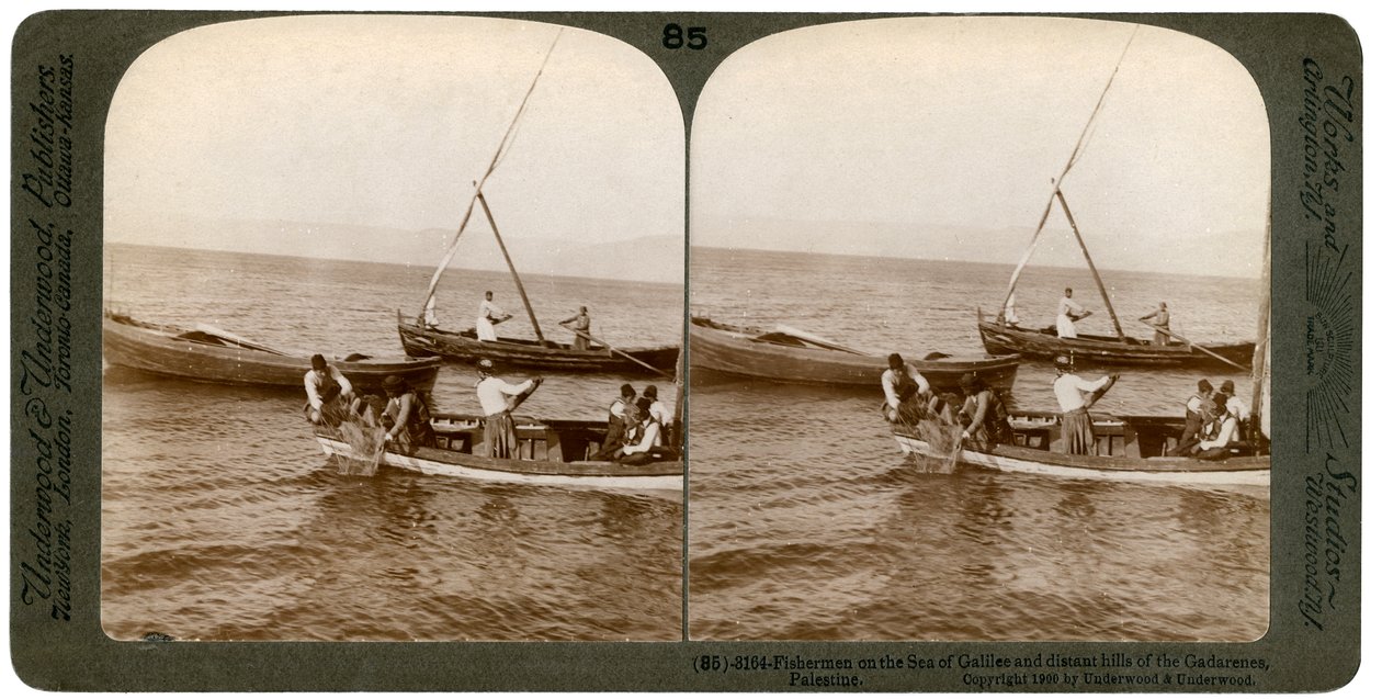 Fiskere ved Genesaretsjøen, Palestina, 1900. av Underwood and Underwood
