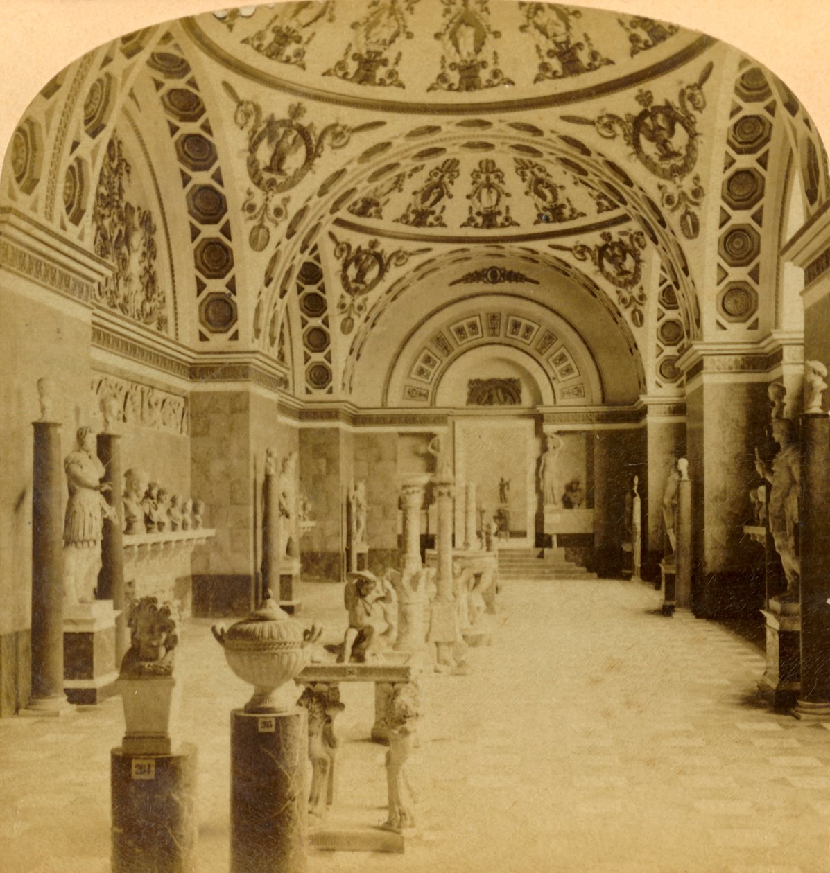 Hall of the Romans, Glyptothek, München, Tyskland, 1898. av Underwood and Underwood