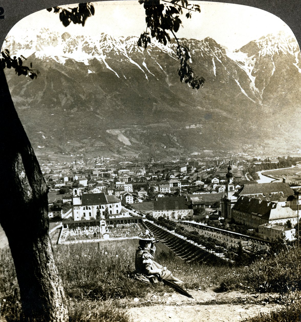 Innsbruck og de bayerske Alpene, Tyrol, Østerrike. av Underwood and Underwood