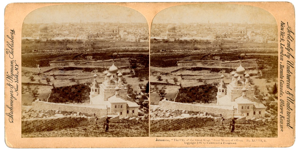 Jerusalem, sett fra Oljeberget, Palestina, 1897. av Underwood and Underwood