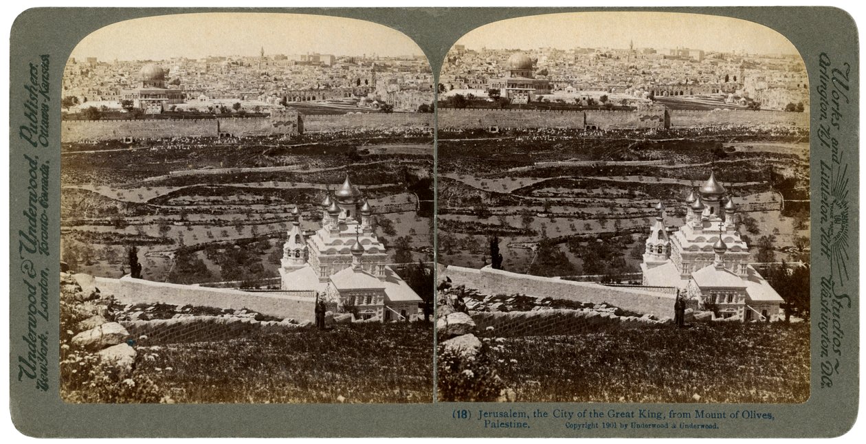 Jerusalem, sett fra Oljeberget, Palestina, 1901. av Underwood and Underwood