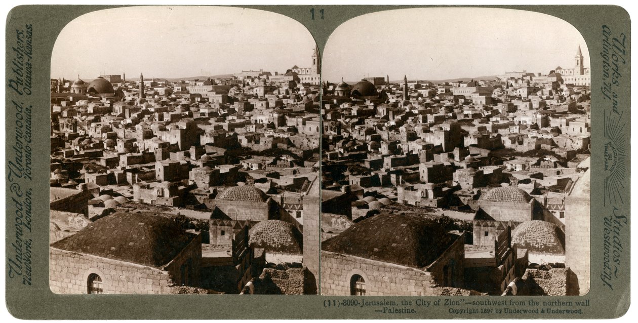 Jerusalem, sett fra den nordlige muren, Palestina, 1897. av Underwood and Underwood