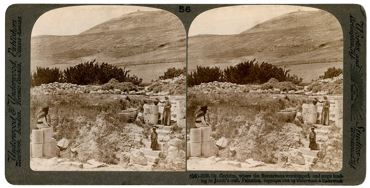 Mount Gerizim, hvor samaritanerne tilbad, Palestina, 1900. av Underwood and Underwood