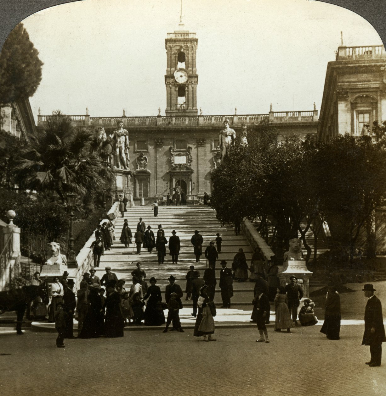 Senatorpalasset, Piazza del Campidoglio, Capitoline Hill, Roma, Italia. av Underwood and Underwood