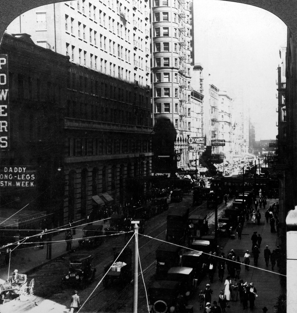 Skyskrapere, Randolph Street, Chicago, Illinois, USA, tidlig på 1900-tallet. av Underwood and Underwood