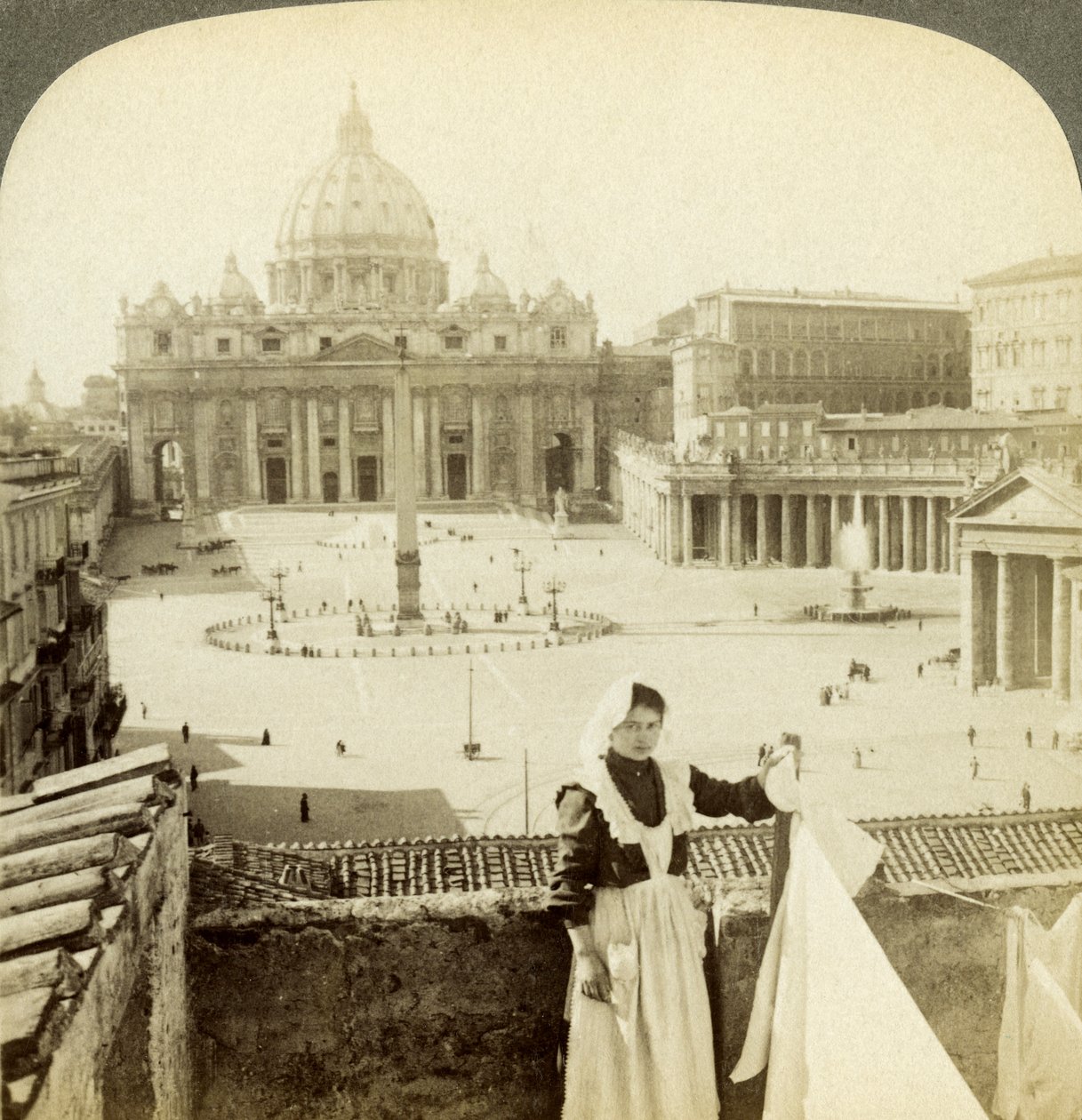 Petersplassen og basilikaen og Vatikanet, Roma, Italia. av Underwood and Underwood