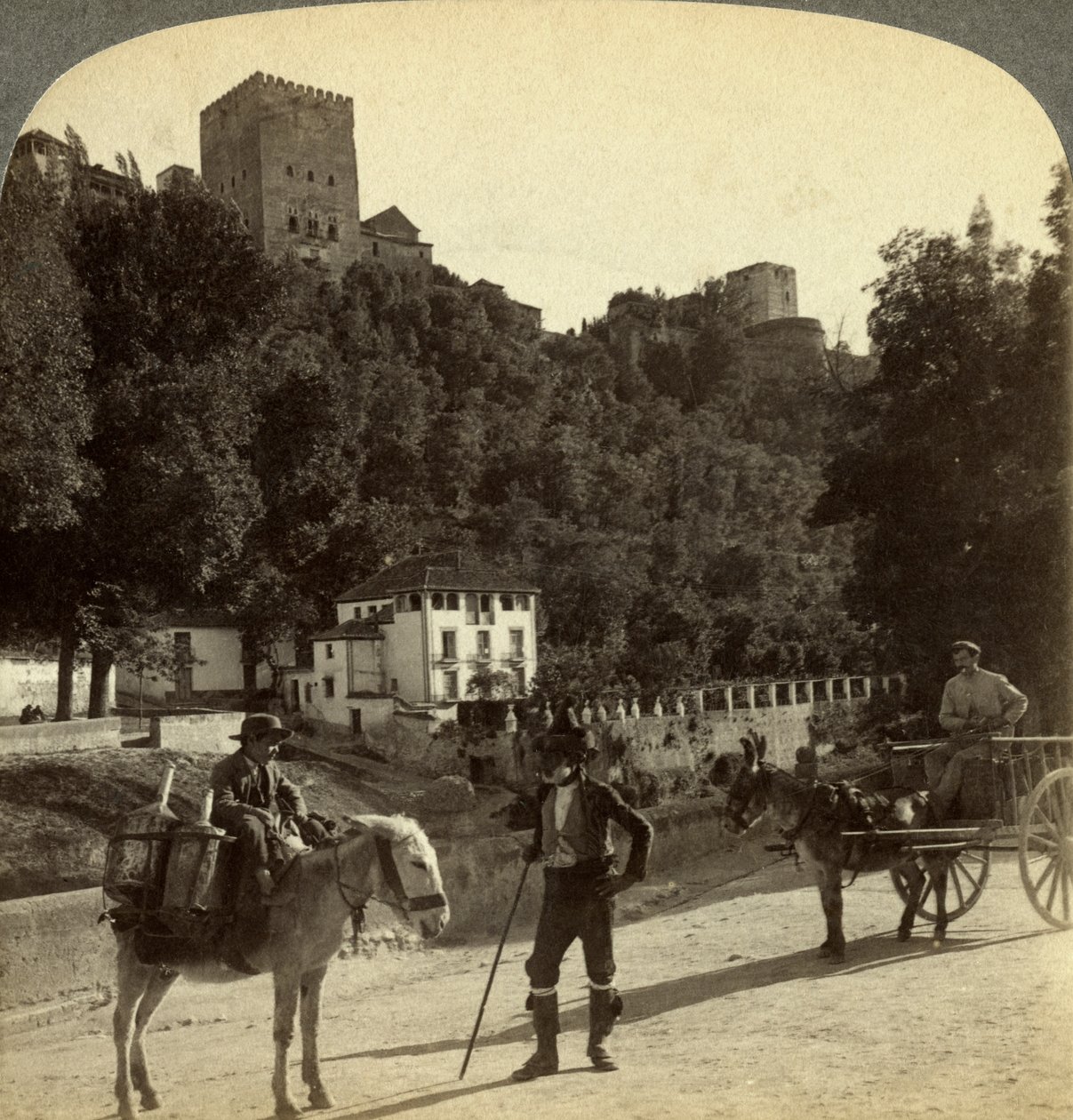 Alhambra, Granada, Andalusia, Spania. av Underwood and Underwood